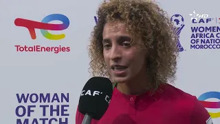 Statement by national women's team player Sanaa Mssoudy after the 1-0 victory over the Algerian n...
