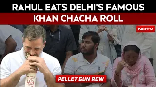 Rahul Gandhi Seen Eating Delhi's Famous Khan Chacha Roll With Pellet Gun Victim During Dharna