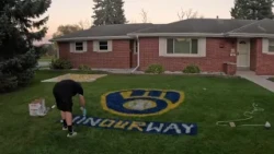 Brewers fever spreads across Milwaukee area, one painted lawn at a time
