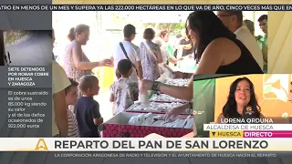 The traditional distribution of San Lorenzo bread kicks off the Huesca festivities on @aragontv, ...