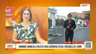 Trujillo: Man jumps into fountain to go for a swim on Av. Húsares de Junín