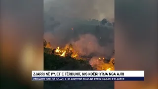 Zjarri në pyjet e Tërbunit, nis ndërhyrja nga ajri