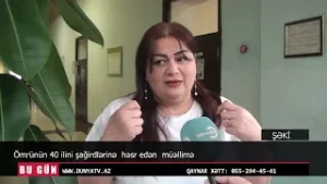 Ömrünün 40 ilini şağirdlərin iilk dəfə ana ,vətən sözlərini yazmağna həsredən ağsaçlı müəllimə