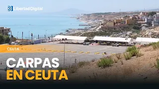 El Ejército instala carpas para los inmigrantes que siguen en Ceuta