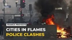 France protests: Fires and clashes erupt as thousands rally over cost of living and education