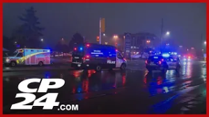 Pedestrian dead after being struck by pole knocked down by vehicle in North York
