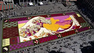 Brussels' central square becomes a giant flower carpet inspired by Japan