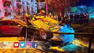 CAR FLIPS INTO PARK; 1 INJURED
