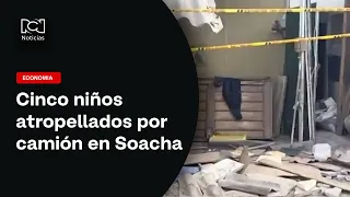 Five children and one adult struck by a truck that rolled and crashed into a house in Soacha