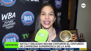 Nataly Delgado receives WBA super flyweight belt