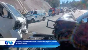 Choque frontal entre camión y camioneta deja dos heridos en Los Chorros