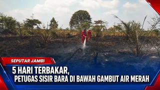 After burning for 5 days, officers comb through embers under the red-water peat.