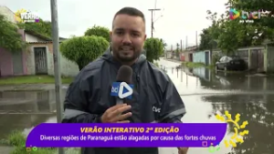 Diversas regiões de Paranaguá estão alagadas por causa das fortes chuvas