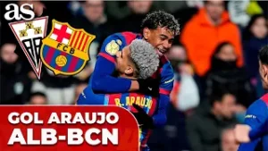 GOL de ARAUJO en el ALBACETE 0 vs FC BARCELONA 2