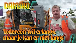 Patrick zit op de veegwagen en hekelt fietsers - PITSTOP