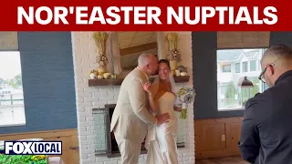 Long Island couple braves nor'easter floods to tie the knot