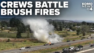 Crews battle brush fires along SR 167 in Auburn as traffic backs up