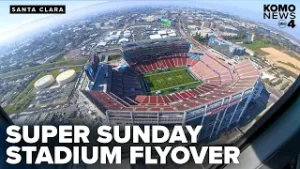 Super Sunday stadium flyover in Santa Clara ahead of Seattle and New England's massive matchup