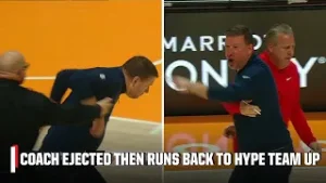 Ole Miss HC EJECTED... Then runs back to hype the Rebels up before leaving the game ? | ESPN CBB