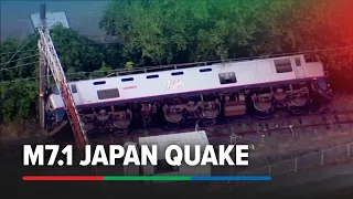 Aerial footage shows burning buildings, overturned train after Japan quake