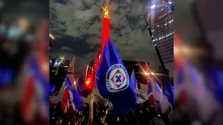 Cruz Azul fans celebrated their Champion of Champions title at the Angel of Independence.
