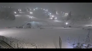 Snow is falling at Bogus Basin Monday evening