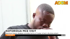 Koforidua MCE Visit: Ransford Owusu Boakye consoles the family of traders killed in Burkina attacks.