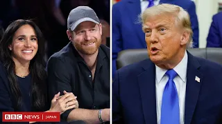 ハリー英王子夫妻が帰国して「うれしい」　トランプ米大統領、記者の質問に