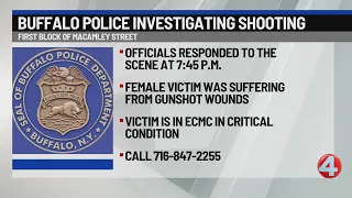Woman in critical condition after being shot on Macamley Street