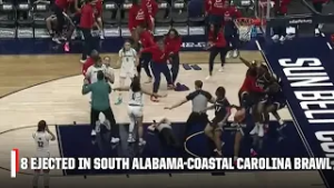 South Alabama-Coastal Carolina brawl leaves referee flattened & 8 players ejected | ESPN CBB