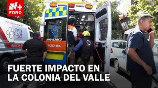 Crash at Miguel Laurent and Pitágoras leaves two injured in Colonia del Valle, CDMX
