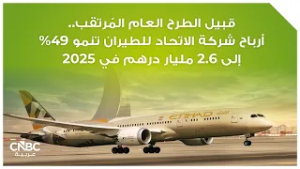 قبيل الطرح العام المٌرتقب.. أرباح شركة الاتحاد للطيران تنمو 49% إلى 2.6 مليار درهم في 2025