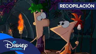 ¡Phineas y Ferb viajan en el tiempo! 🦴 Los mejores episodios en la Antigüedad | @disneychannelES