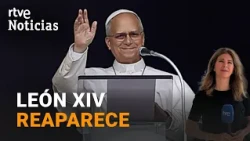 Pope Francis leads his first Angelus after being discharged and thanks the faithful for their sup...