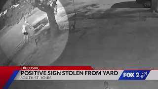 Sign with positive messages stolen from couple's yard