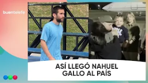 ASÍ LLEGÓ NAHUEL GALLO AL PAÍS: fue recibido por su esposa e hijo #BuenTelefe
