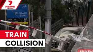 Driver hospitalised after train collision in Brunswick | 7NEWS
