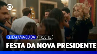 Os Brandão curtem a festa que celebra Ingrid na presidência da joalheria | Quem Ama Cuida | TV Globo