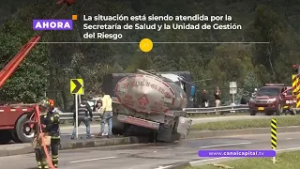 Volcamiento de camión cisterna en la vía Cajicá - Zipaquirá genera un cierre total | Emergencias