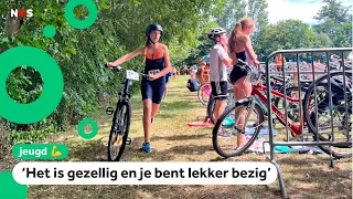 Running, swimming, and cycling: these kids are taking part in a triathlon