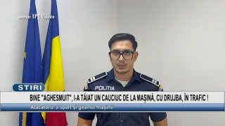 BINE AGHESMUIT, I-A TĂIAT UN CAUCIUC DE LA MAȘINĂ, CU DRUJBA, ÎN TRAFIC !