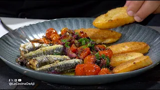 Sardinas portuguesas con sofrito de tomates cherry | Meat noodles y chili oil | Ají