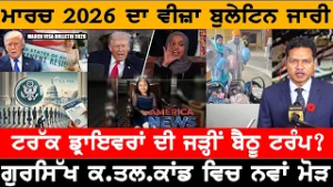 ਮਾਰਚ 2026 ਦਾ ਵੀਜ਼ਾ ਬੁਲੇਟਿਨ ਜਾਰੀ!  USA CANADA NEWS