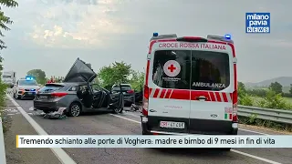 Horrific crash at the gates of Voghera: 9-month-old baby and mother in critical condition
