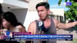 Colapsó un colector cloacal y se hundió un camión
