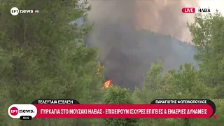 Πυρκαγιά στο Μουζάκι Ηλείας - Επιχειρούν ισχυρές επίγειες και εναέριες δυνάμεις