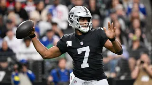 The Las Vegas Raiders will release quarterback Geno Smith at the start of the new league year Wed...