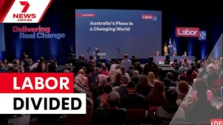 Labor conference ends in drama over Gaza motion | 7NEWS
