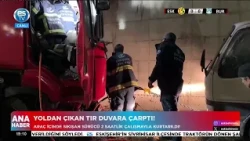 Semi-truck veers off road and crashes into wall!