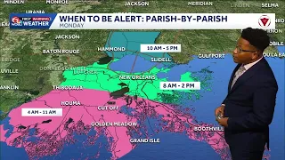 Flood Risk Timeline: Louisiana's weather forecast brings a slight risk for flooding Monday